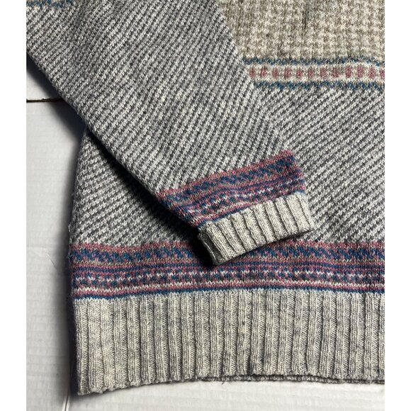 VTG- 80s Robert Bruce Knit Sweater 2XL Multicolor Gray Wool Blend Crewneck USA - Picture 4 of 9